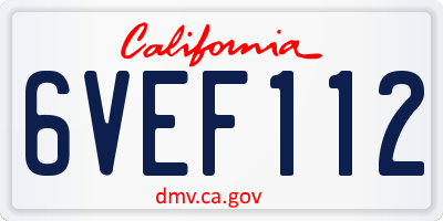 CA license plate 6VEF112