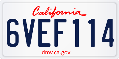 CA license plate 6VEF114