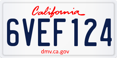 CA license plate 6VEF124