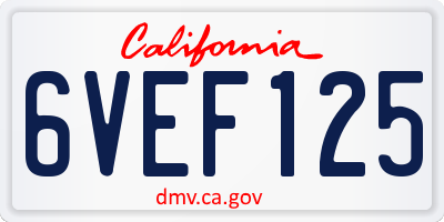 CA license plate 6VEF125