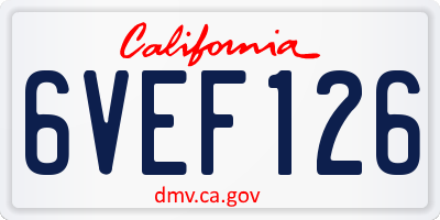 CA license plate 6VEF126