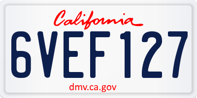 CA license plate 6VEF127
