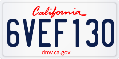 CA license plate 6VEF130
