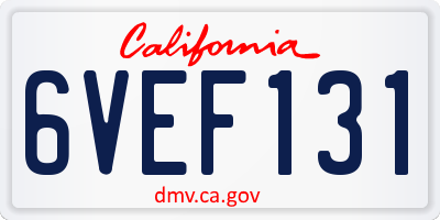 CA license plate 6VEF131