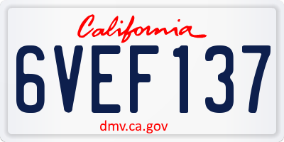 CA license plate 6VEF137