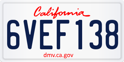 CA license plate 6VEF138
