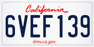 CA license plate 6VEF139