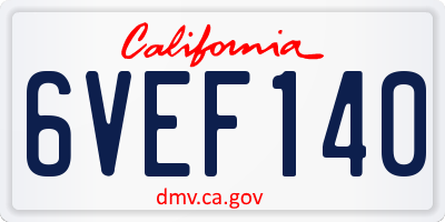 CA license plate 6VEF140