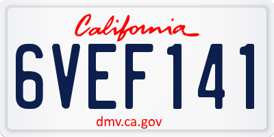 CA license plate 6VEF141