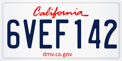 CA license plate 6VEF142