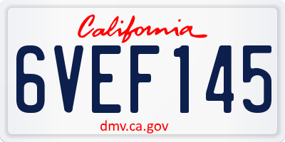 CA license plate 6VEF145