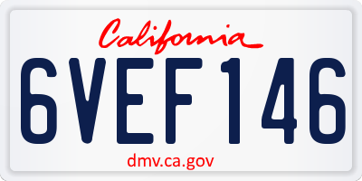 CA license plate 6VEF146
