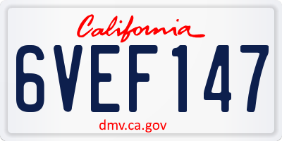 CA license plate 6VEF147