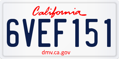 CA license plate 6VEF151