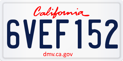 CA license plate 6VEF152