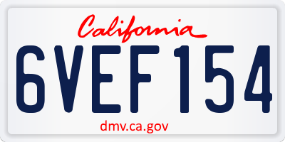 CA license plate 6VEF154