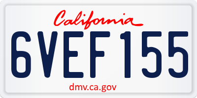 CA license plate 6VEF155