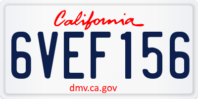 CA license plate 6VEF156