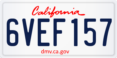 CA license plate 6VEF157