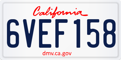 CA license plate 6VEF158