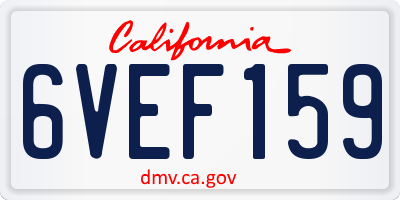 CA license plate 6VEF159