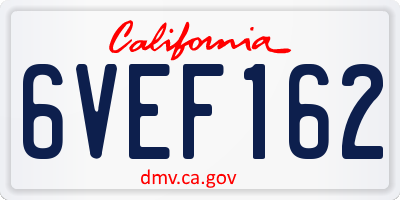 CA license plate 6VEF162
