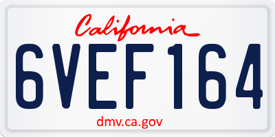 CA license plate 6VEF164