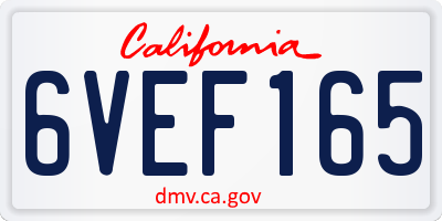 CA license plate 6VEF165