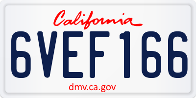 CA license plate 6VEF166