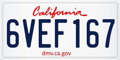 CA license plate 6VEF167