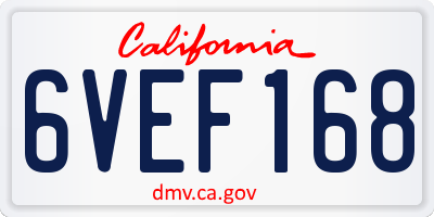 CA license plate 6VEF168