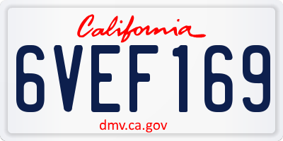 CA license plate 6VEF169