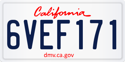 CA license plate 6VEF171
