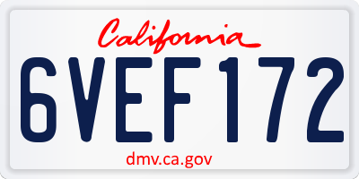 CA license plate 6VEF172