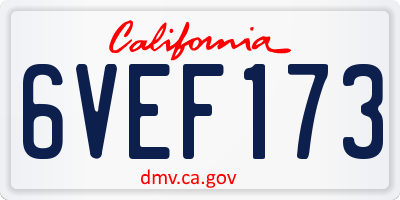 CA license plate 6VEF173