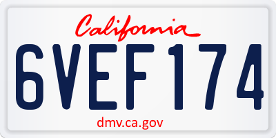CA license plate 6VEF174
