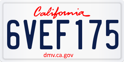 CA license plate 6VEF175