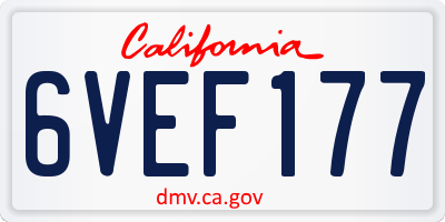 CA license plate 6VEF177