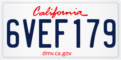 CA license plate 6VEF179