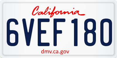 CA license plate 6VEF180
