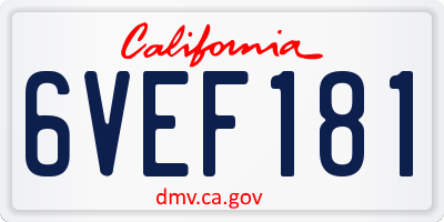 CA license plate 6VEF181
