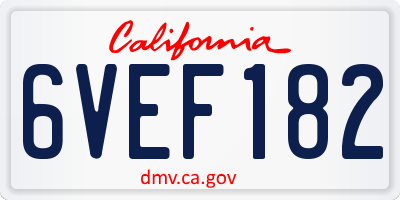 CA license plate 6VEF182