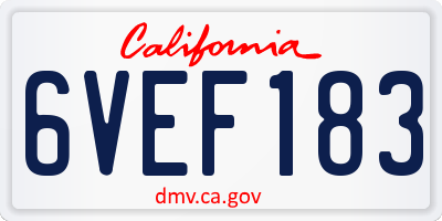CA license plate 6VEF183