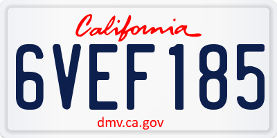 CA license plate 6VEF185