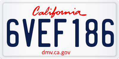 CA license plate 6VEF186