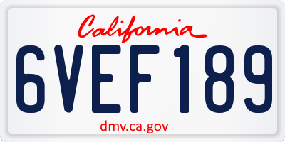 CA license plate 6VEF189