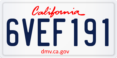 CA license plate 6VEF191