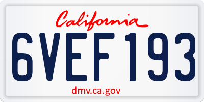 CA license plate 6VEF193