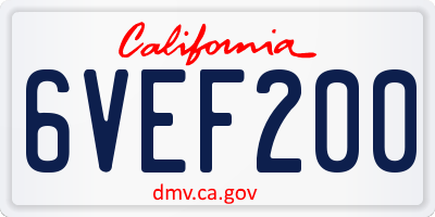 CA license plate 6VEF200