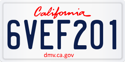 CA license plate 6VEF201